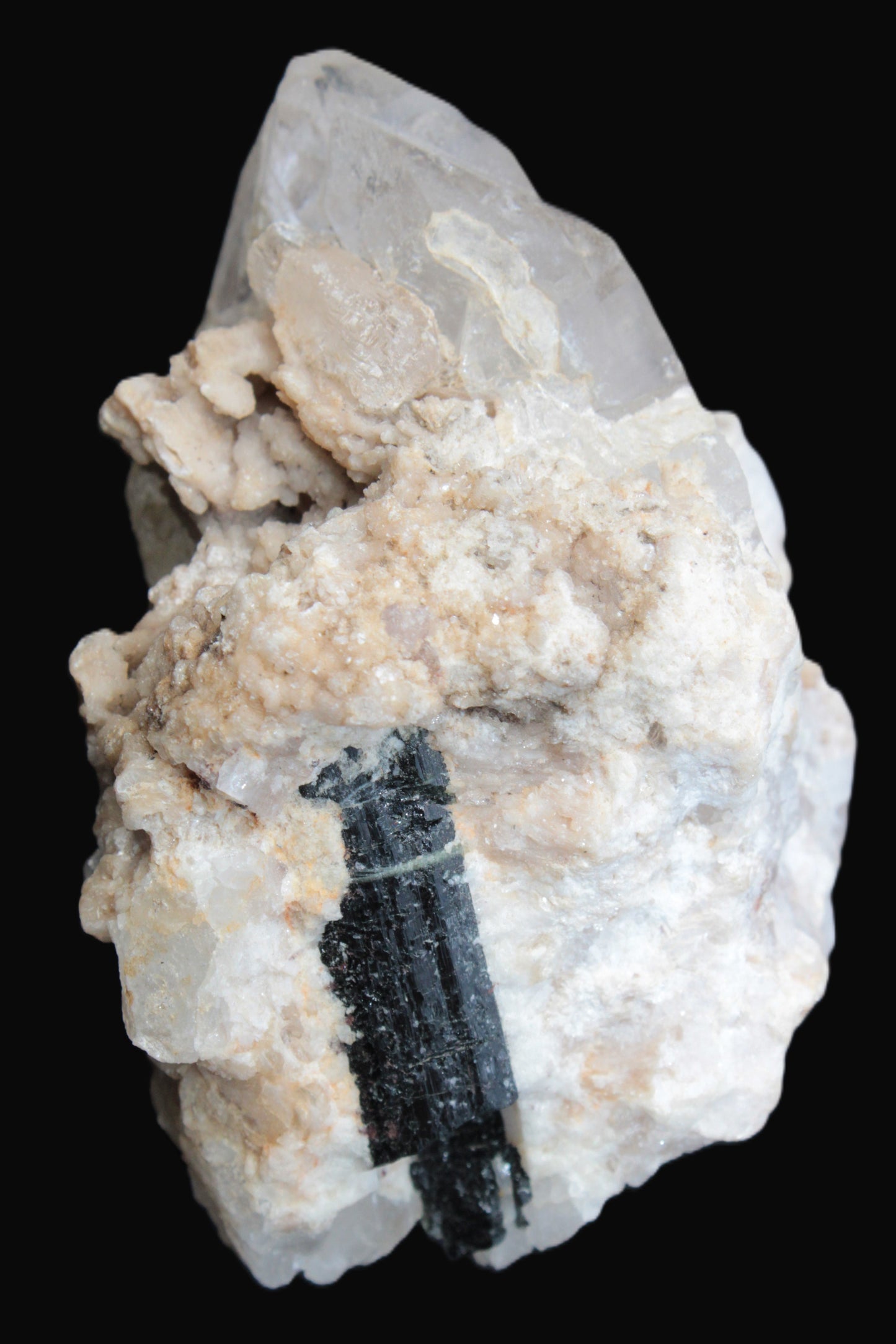 Elestial double-terminated Quartz with Aquamarine, Elbaite & Kunzite crystals on matrix 70mm 845ct 169g - Rocks and Things Store