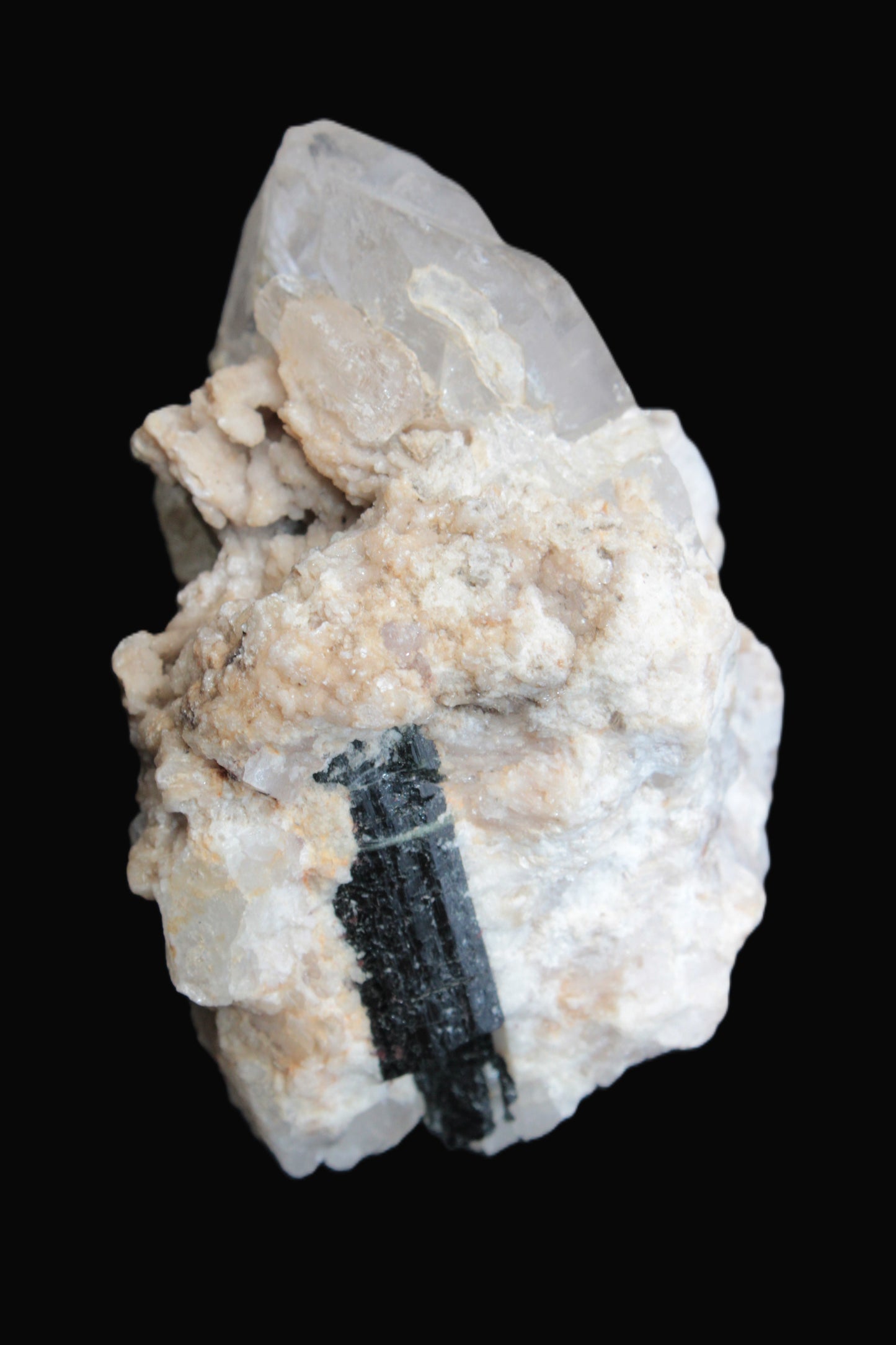 Elestial double-terminated Quartz with Aquamarine, Elbaite & Kunzite crystals on matrix 70mm 845ct 169g - Rocks and Things Store