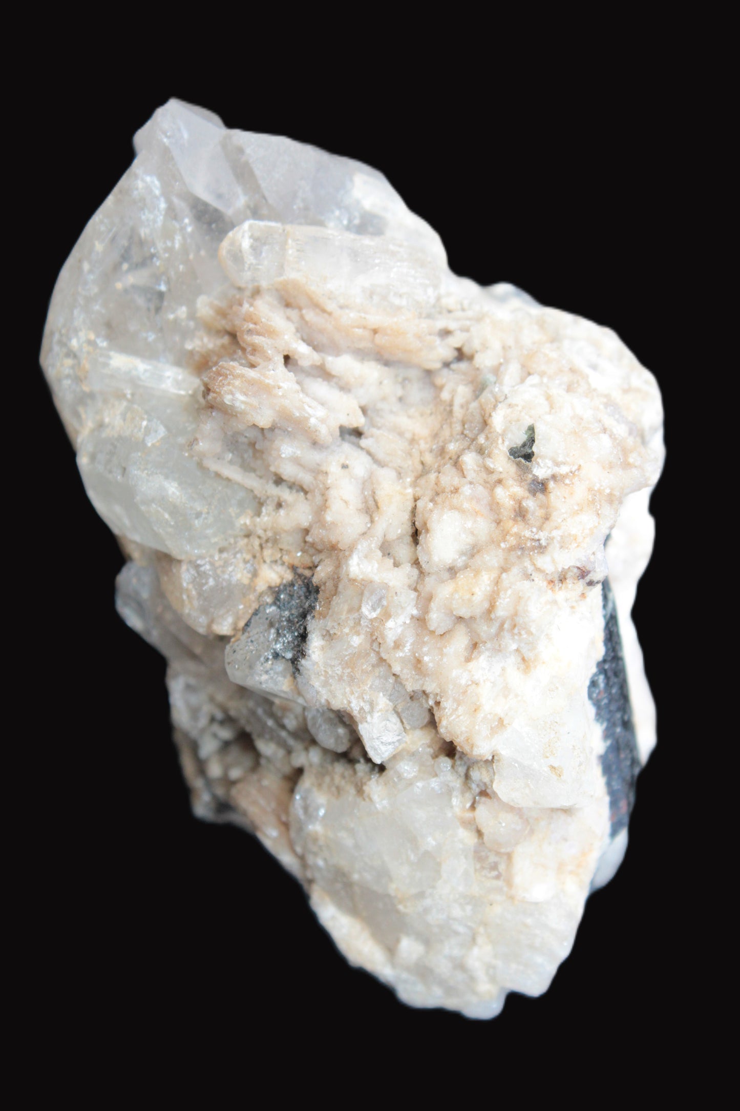 Elestial double-terminated Quartz with Aquamarine, Elbaite & Kunzite crystals on matrix 70mm 845ct 169g - Rocks and Things Store