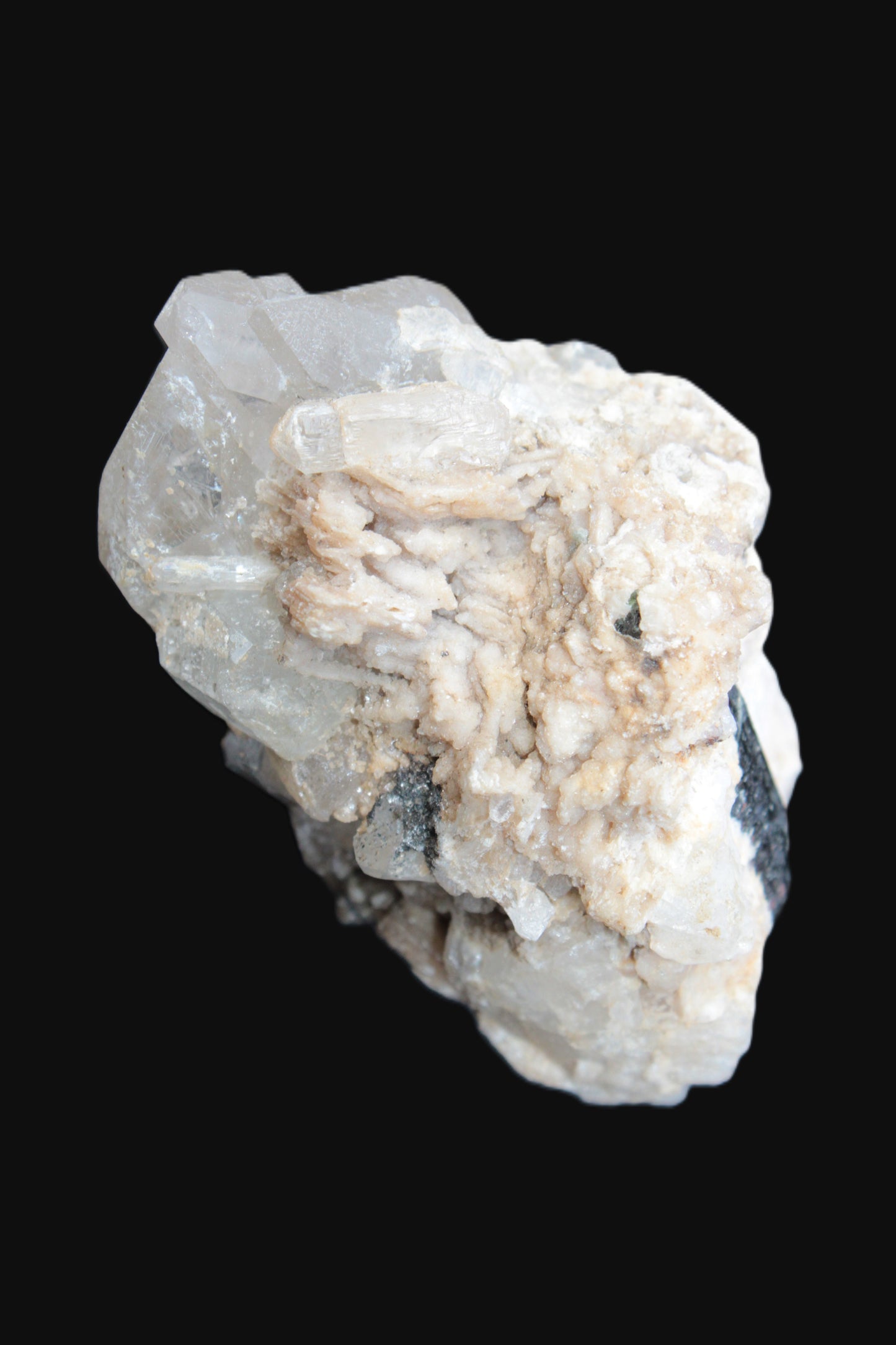 Elestial double-terminated Quartz with Aquamarine, Elbaite & Kunzite crystals on matrix 70mm 845ct 169g - Rocks and Things Store