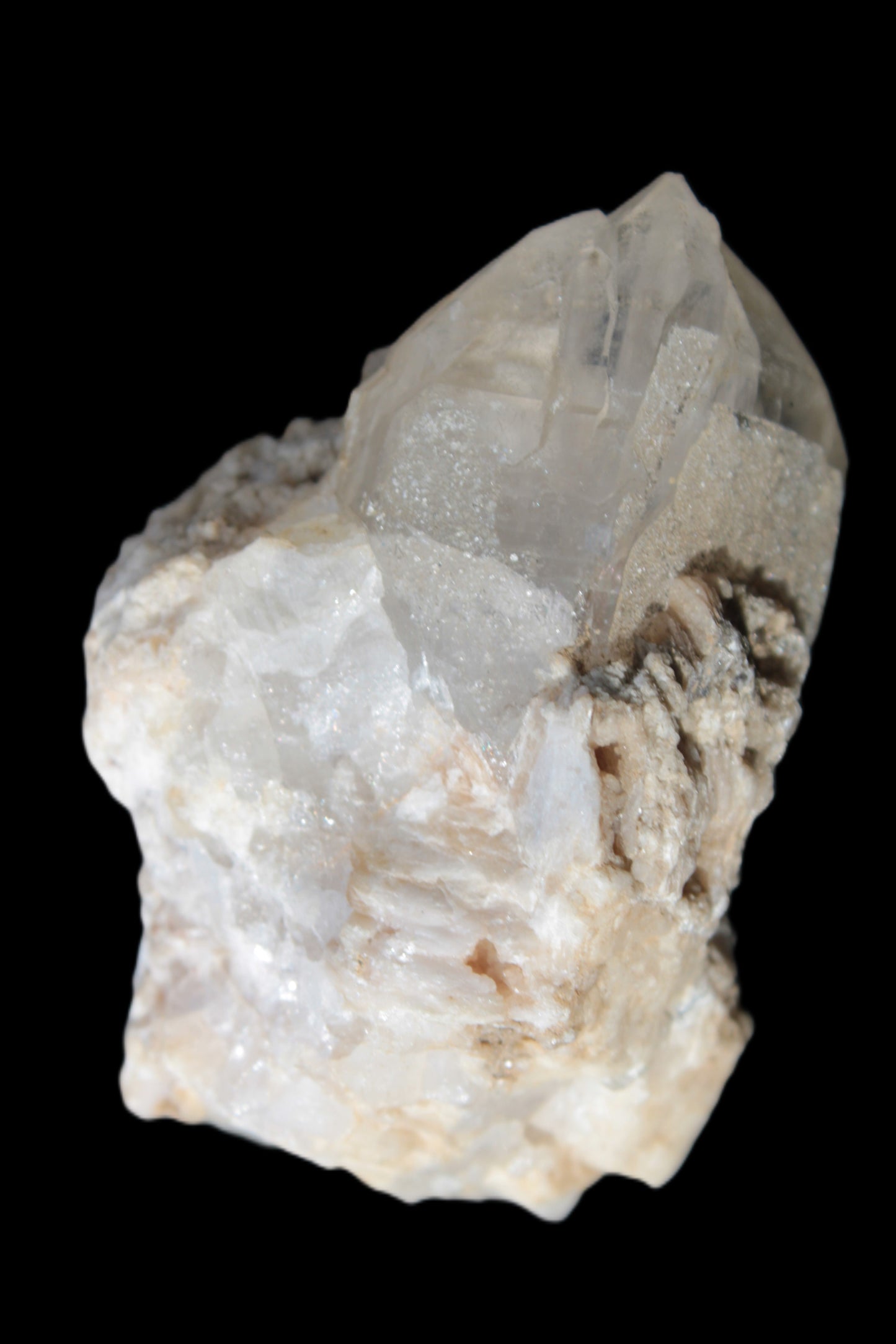 Elestial double-terminated Quartz with Aquamarine, Elbaite & Kunzite crystals on matrix 70mm 845ct 169g - Rocks and Things Store