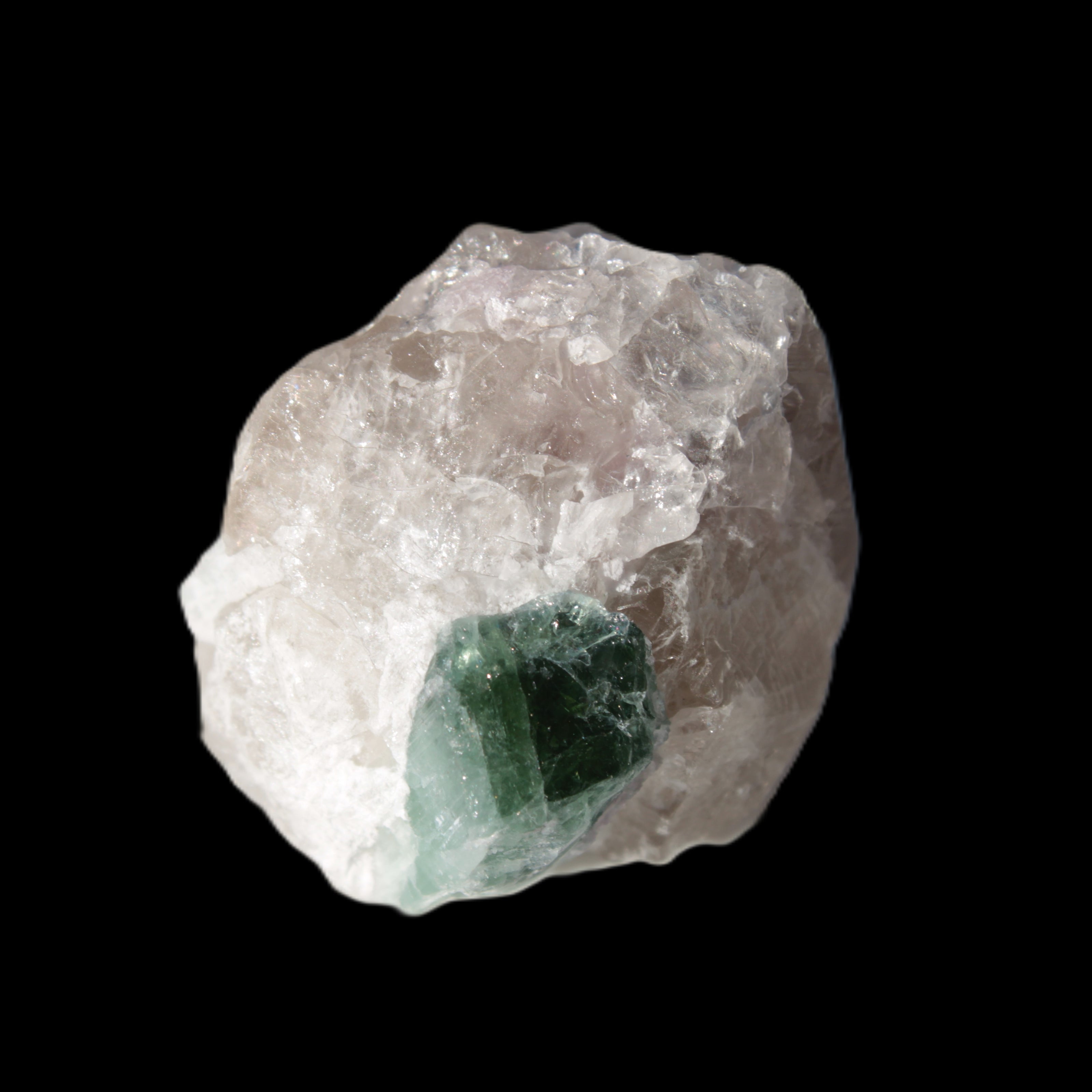 Emerald on Quartz and Feldspar 90ct 19g in sunlight - Rocks and Things Store
