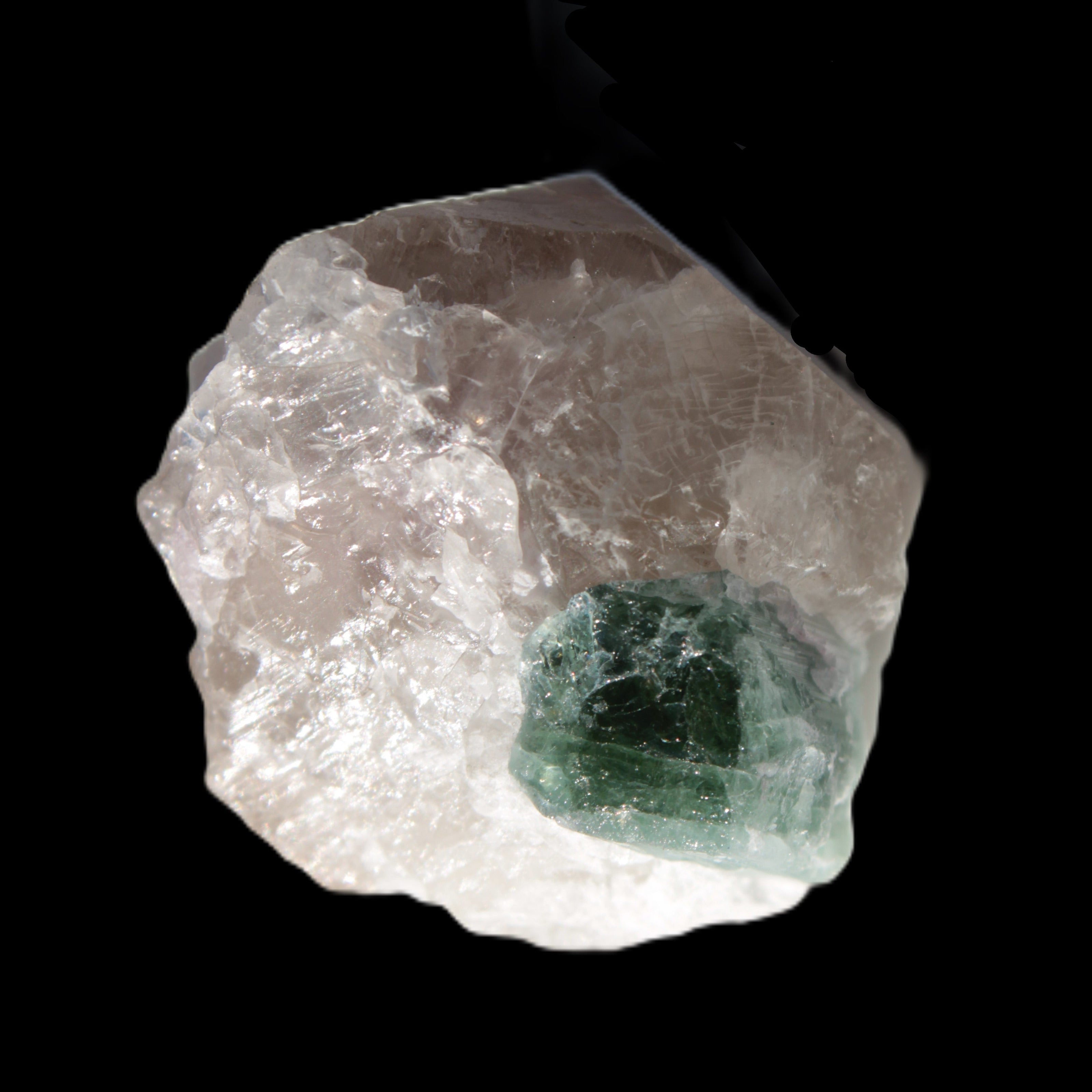 Emerald on Quartz and Feldspar 90ct 19g in sunlight - Rocks and Things Store