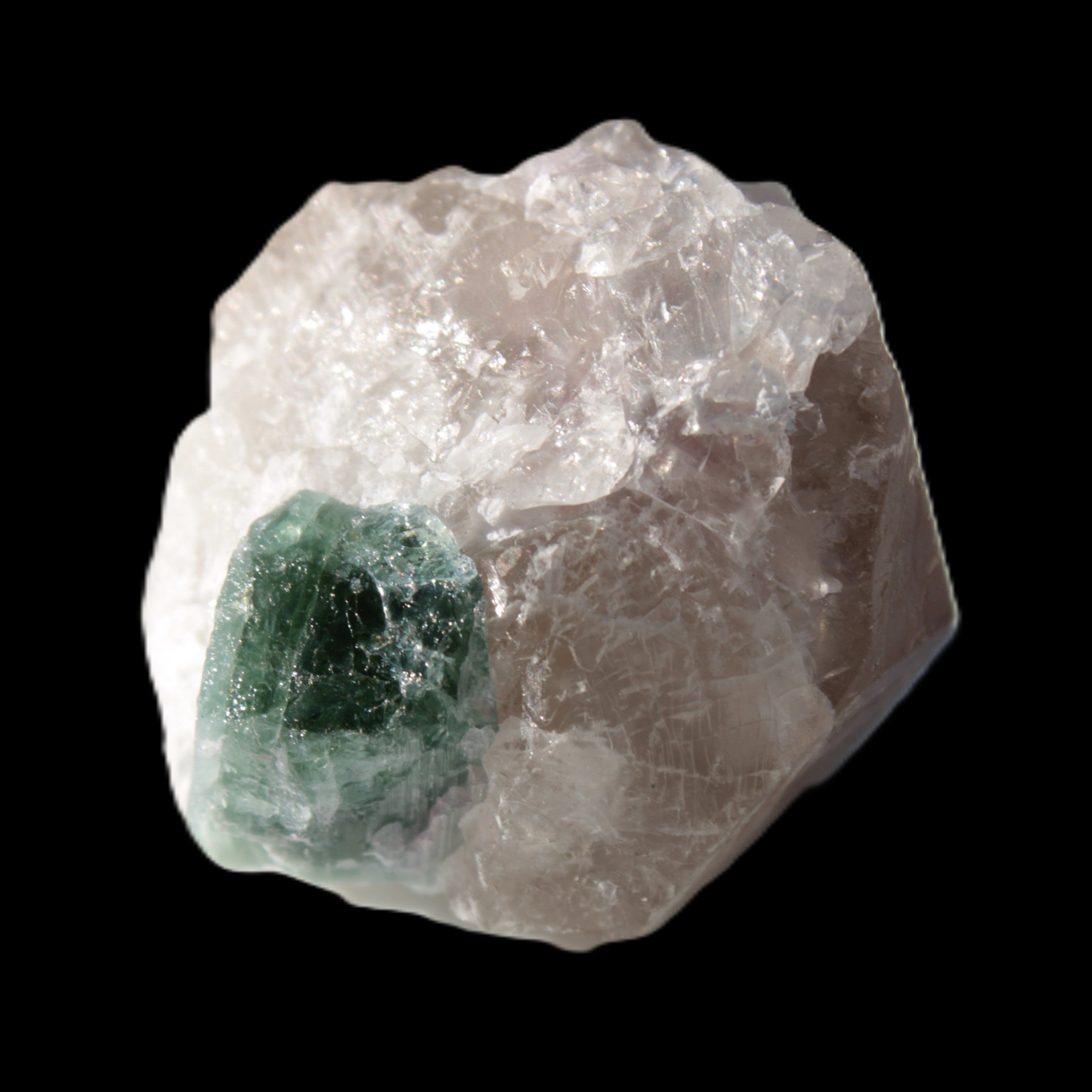 Emerald on Quartz and Feldspar 90ct 19g in sunlight - Rocks and Things Store