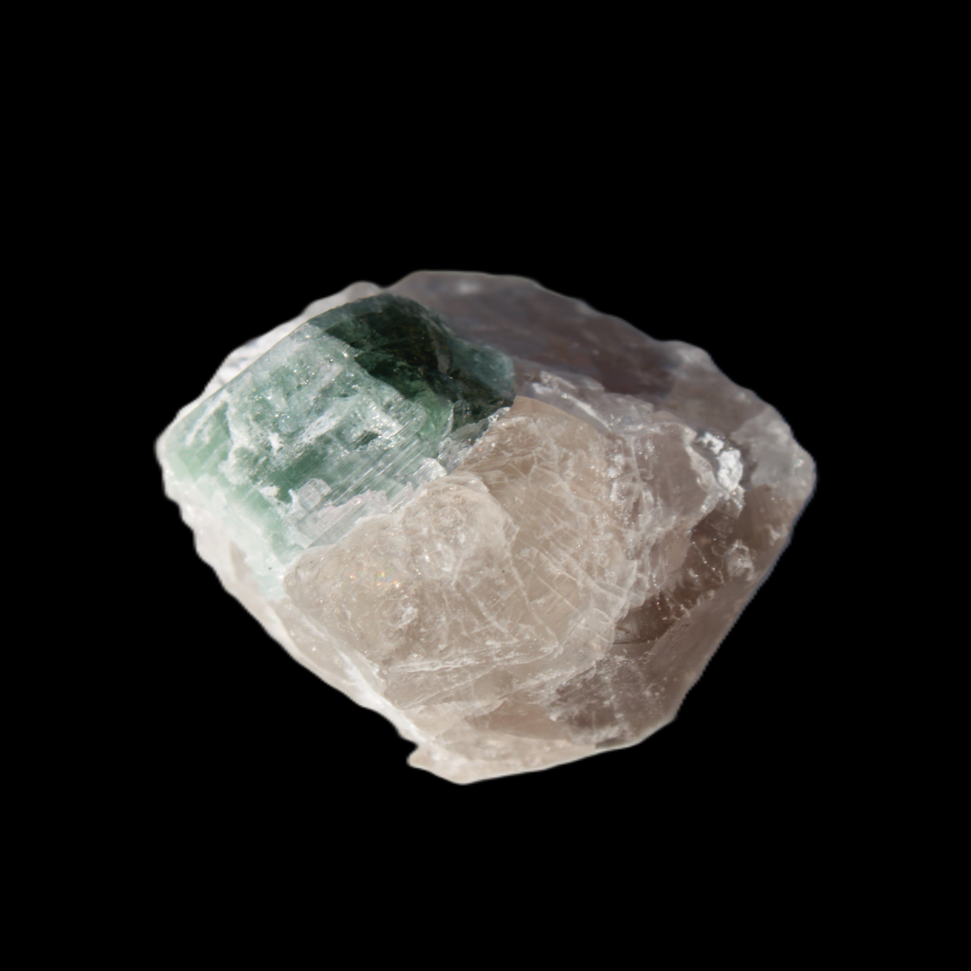 Green Tourmaline on Clear Calcite 90ct 19g Rocks and Things