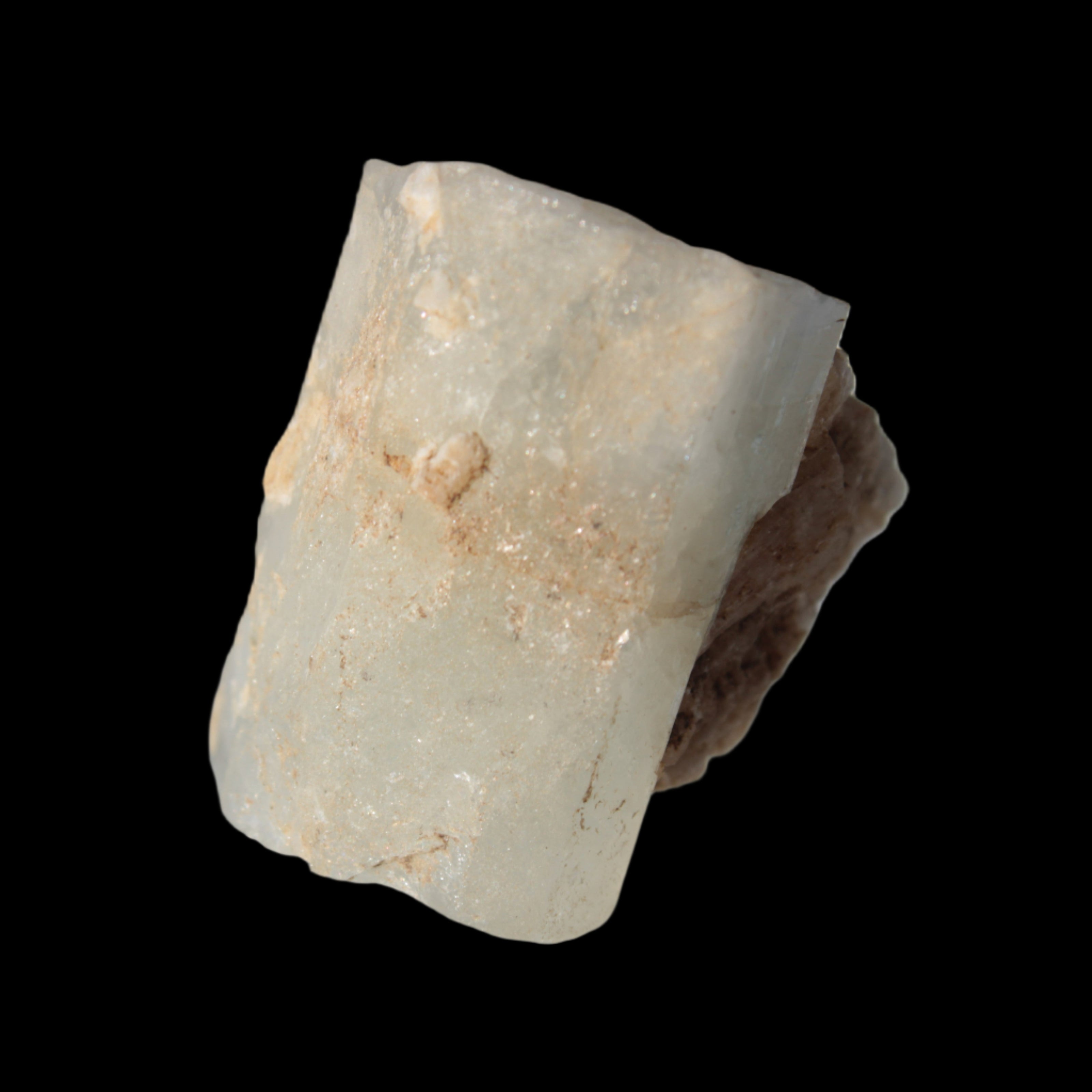 Terminated Aquamarine with Feldspar & Mica matrix 28mm 94.5ct 18.9g in sunlight - Rocks and Things Store