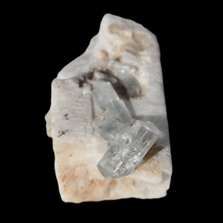 Rutile Aquamarine cluster on Feldspar matrix 28mm 93.6ct 18.7g in sunshine - Rocks and Things Store