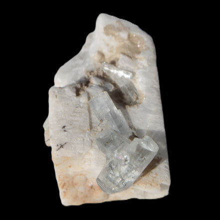 Rutile Aquamarine cluster on Feldspar matrix 28mm 93.6ct 18.7g in sunshine - Rocks and Things Store