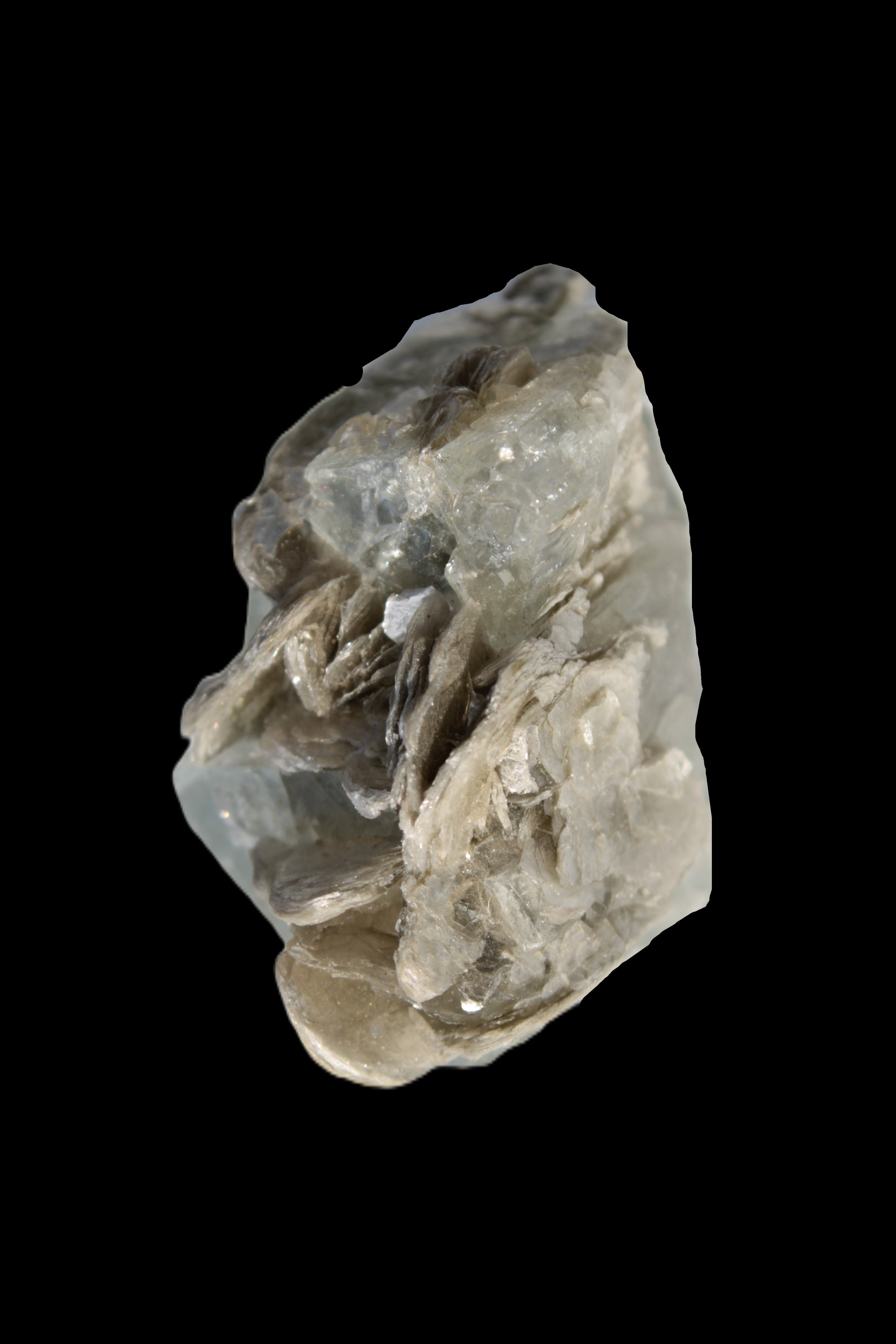 Terminated Clear Aquamarine crystal cluster with Mica 30mm 118.7ct 23.7g Rocks and Things