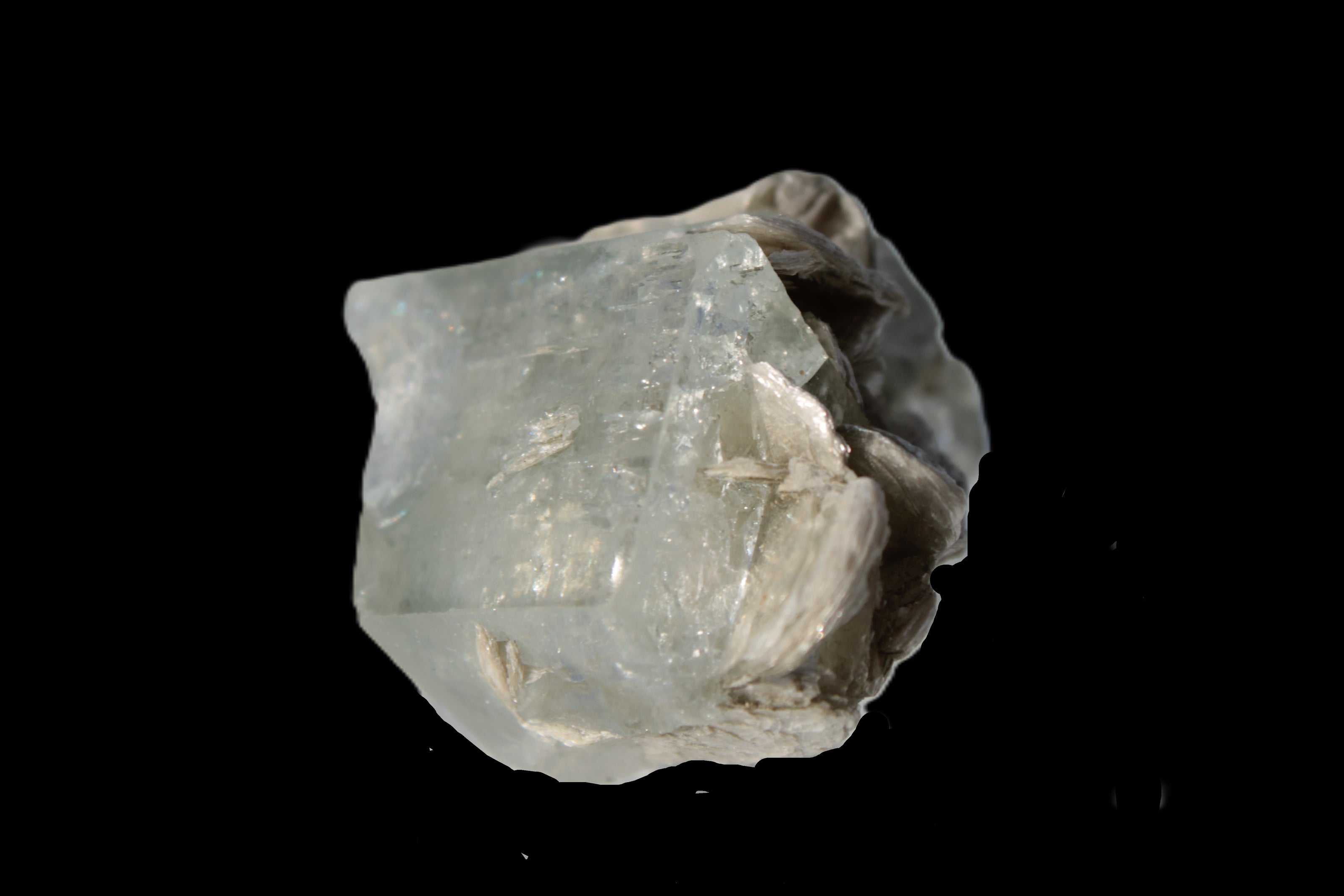 Terminated Clear Aquamarine crystal cluster with Mica 30mm 118.7ct 23.7g Rocks and Things