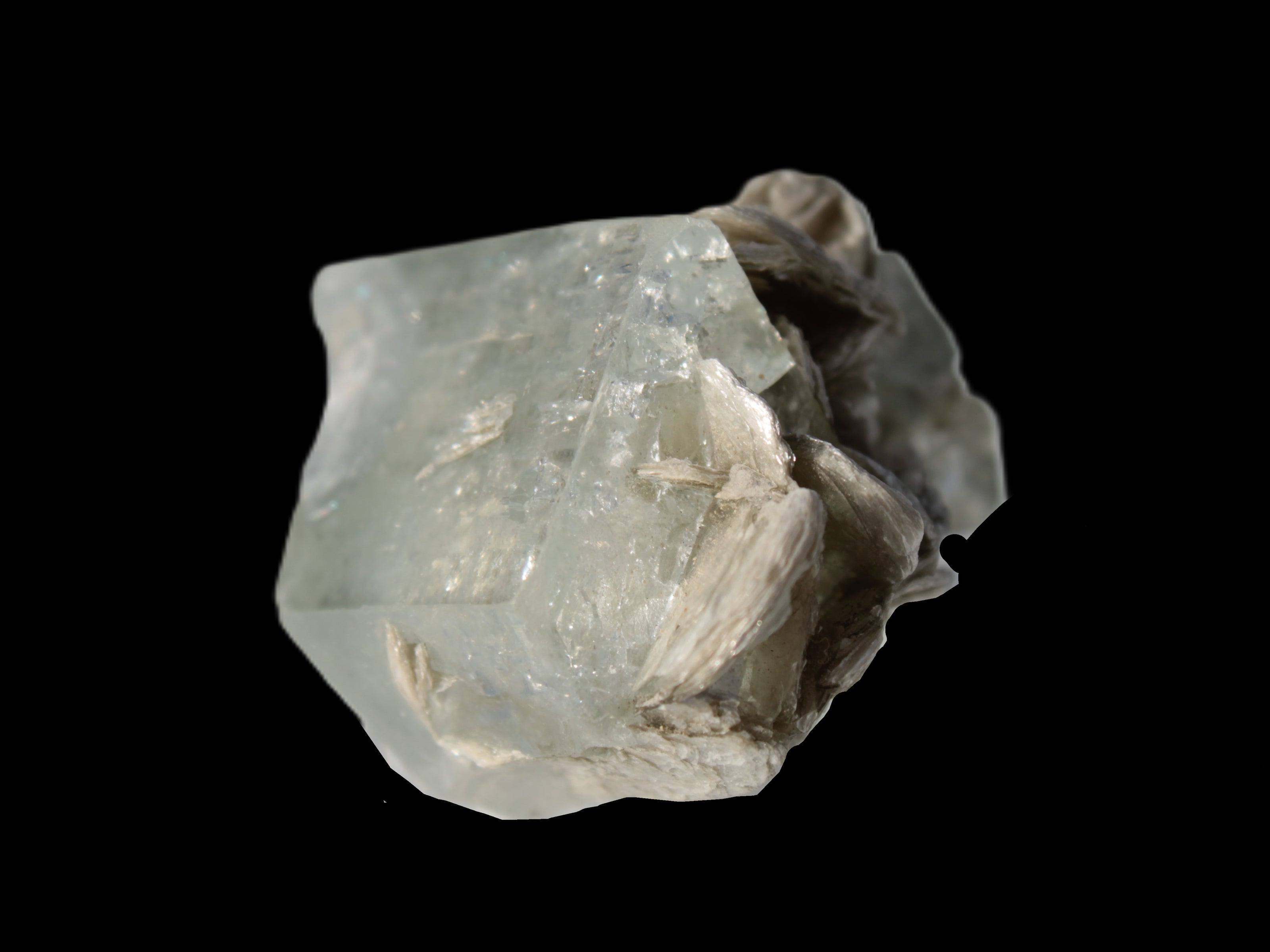 Terminated Clear Aquamarine crystal cluster with Mica 30mm 118.7ct 23.7g Rocks and Things