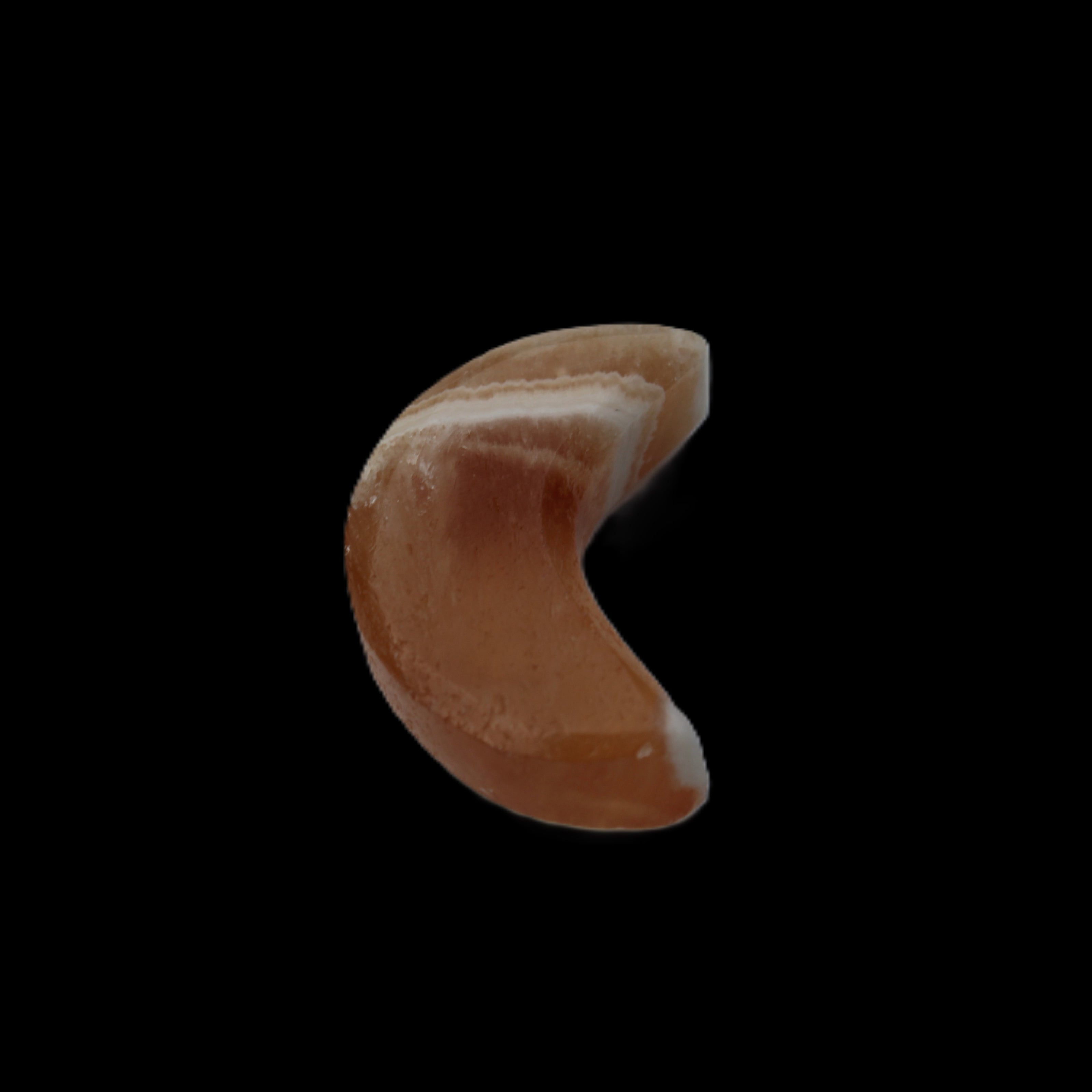 Banded Honey Calcite Crescent Moon 30mm 8.8-10.4g in sunshine - Rocks and Things Store