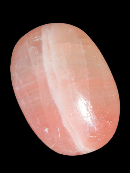 Pink Sorbet Calcite palm stone 57-61mm 71-117g in sunlight - Rocks and Things Store