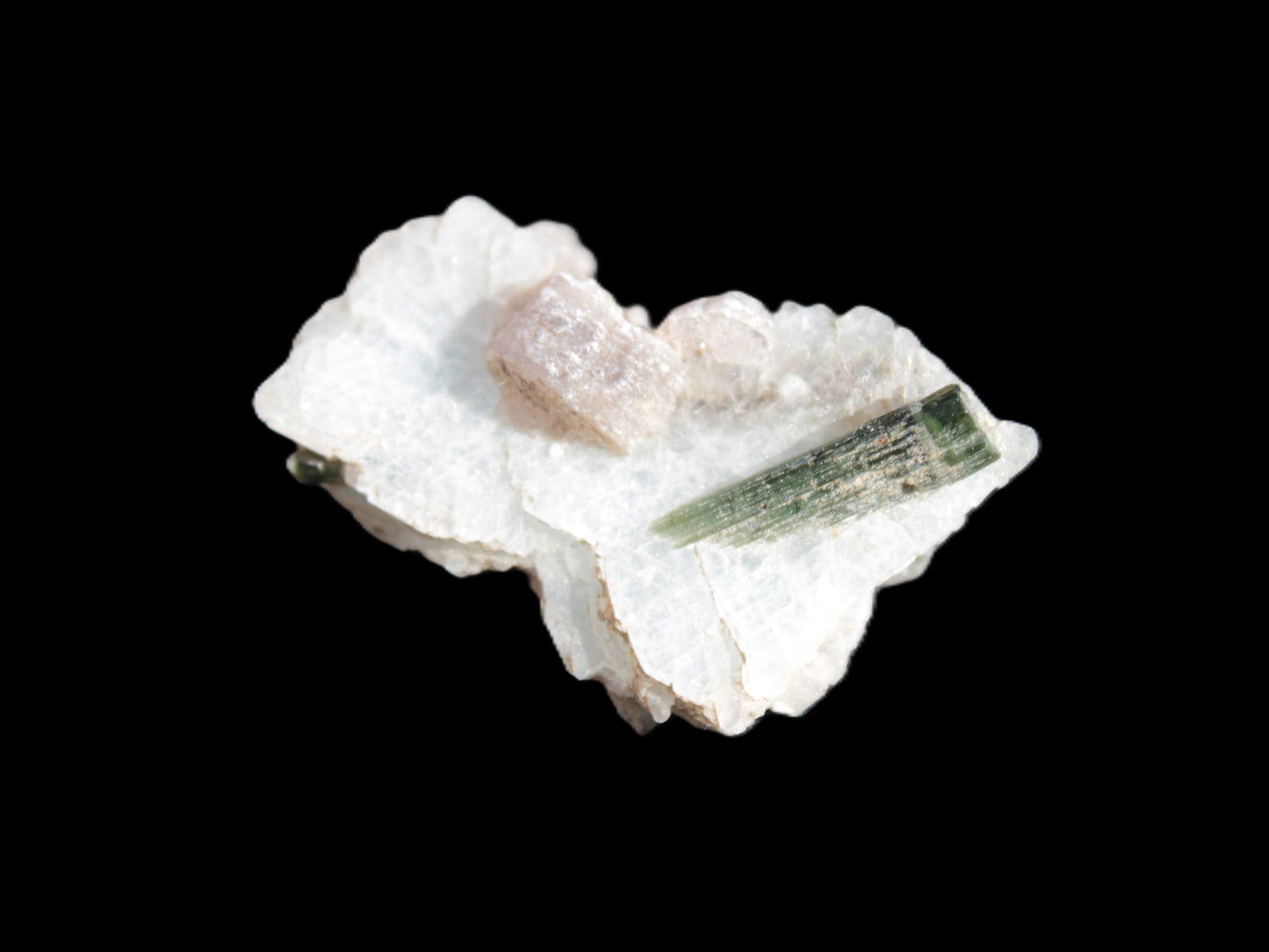 Green Tourmaline crystal on winged Muscovite with Lepidolite cluster 32mm 28.2ct 5.6g Rocks and Things