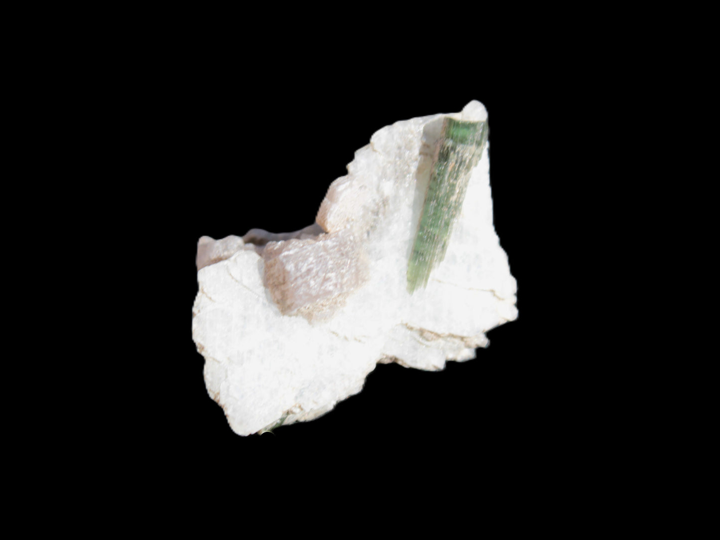 Green Tourmaline crystal on winged Muscovite with Lepidolite cluster 32mm 28.2ct 5.6g Rocks and Things