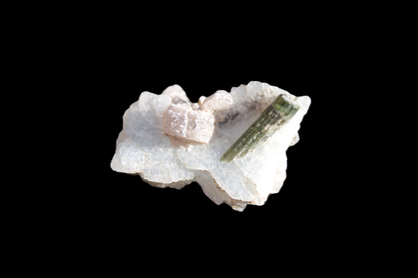 Green Tourmaline crystal on winged Muscovite with Lepidolite cluster 32mm 28.2ct 5.6g Rocks and Things