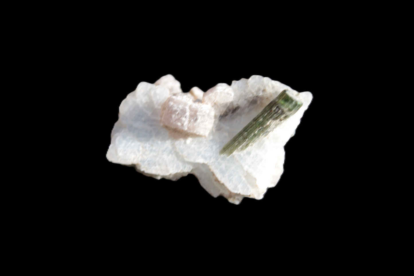 Green Tourmaline crystal on winged Muscovite with Lepidolite cluster 32mm 28.2ct 5.6g Rocks and Things
