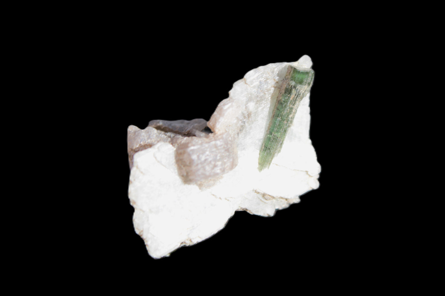 Green Tourmaline crystal on winged Muscovite with Lepidolite cluster 32mm 28.2ct 5.6g Rocks and Things