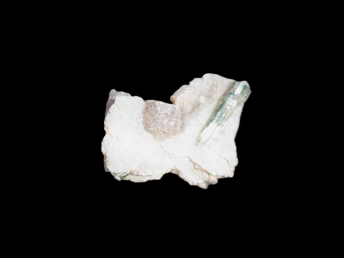 Green Tourmaline crystal on winged Muscovite with Lepidolite cluster 32mm 28.2ct 5.6g Rocks and Things