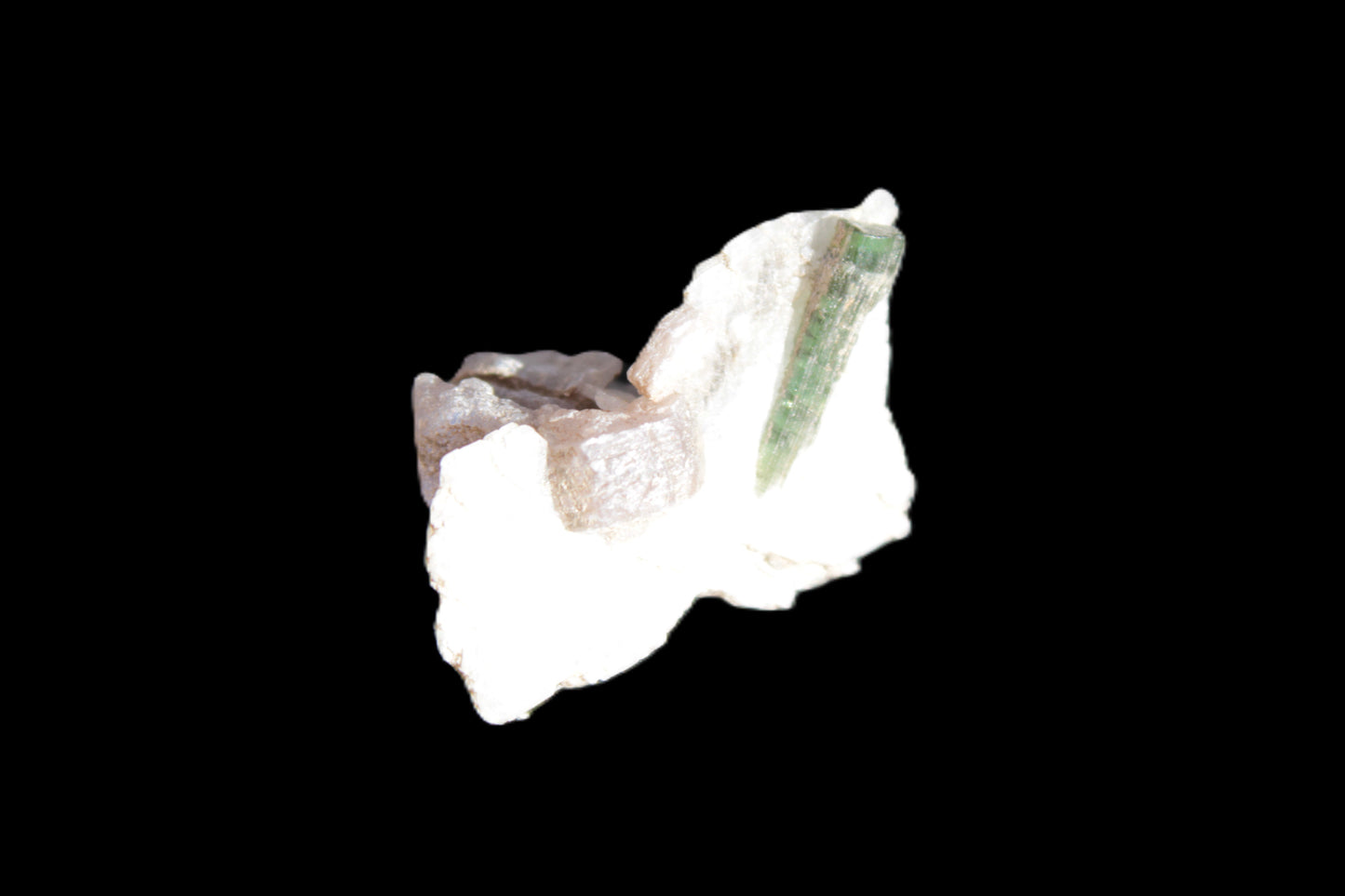 Green Tourmaline crystal on winged Muscovite with Lepidolite cluster 32mm 28.2ct 5.6g Rocks and Things