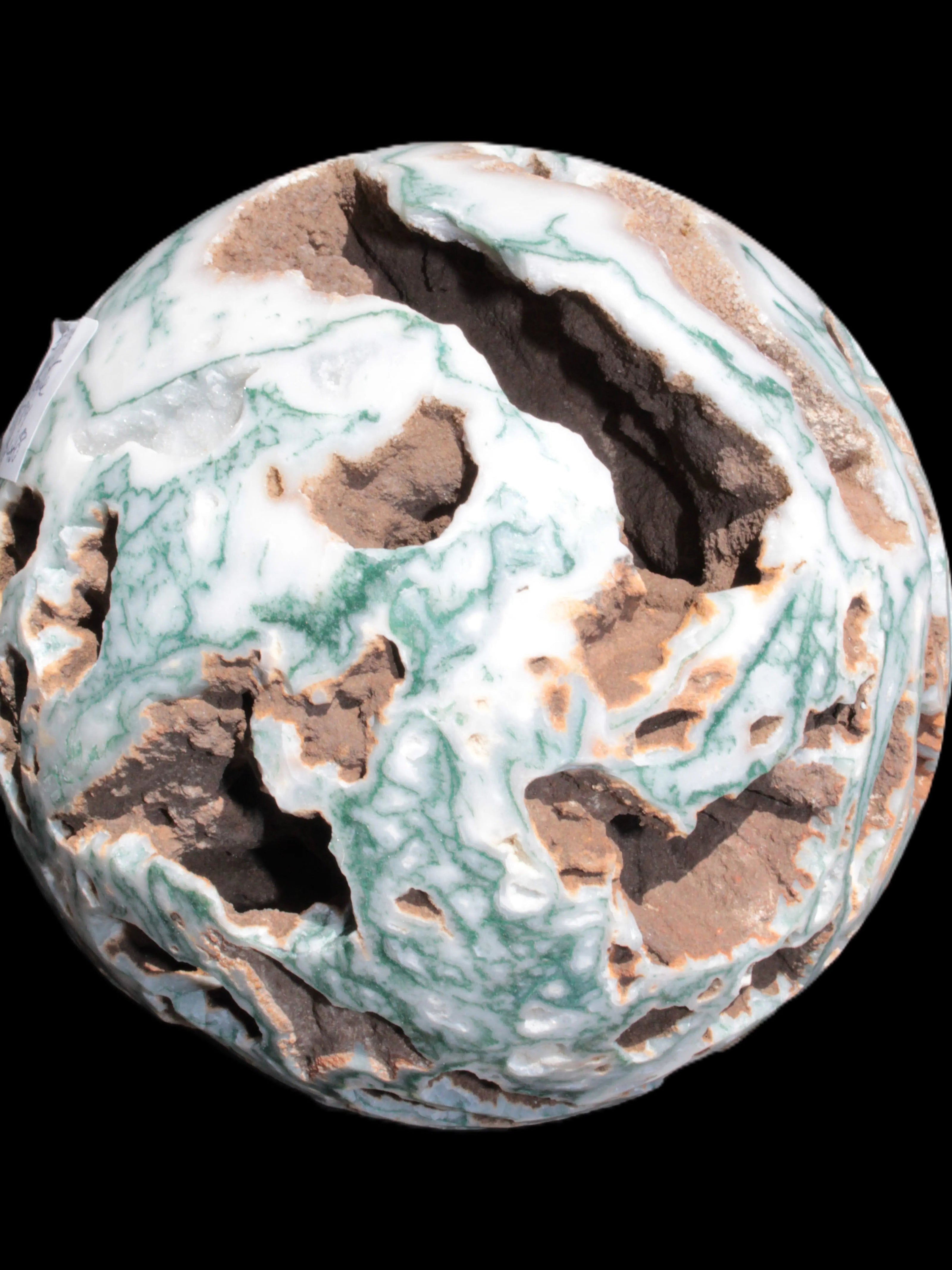 Moss Agate drusy geode sphere 1958g - Rocks and Things Store