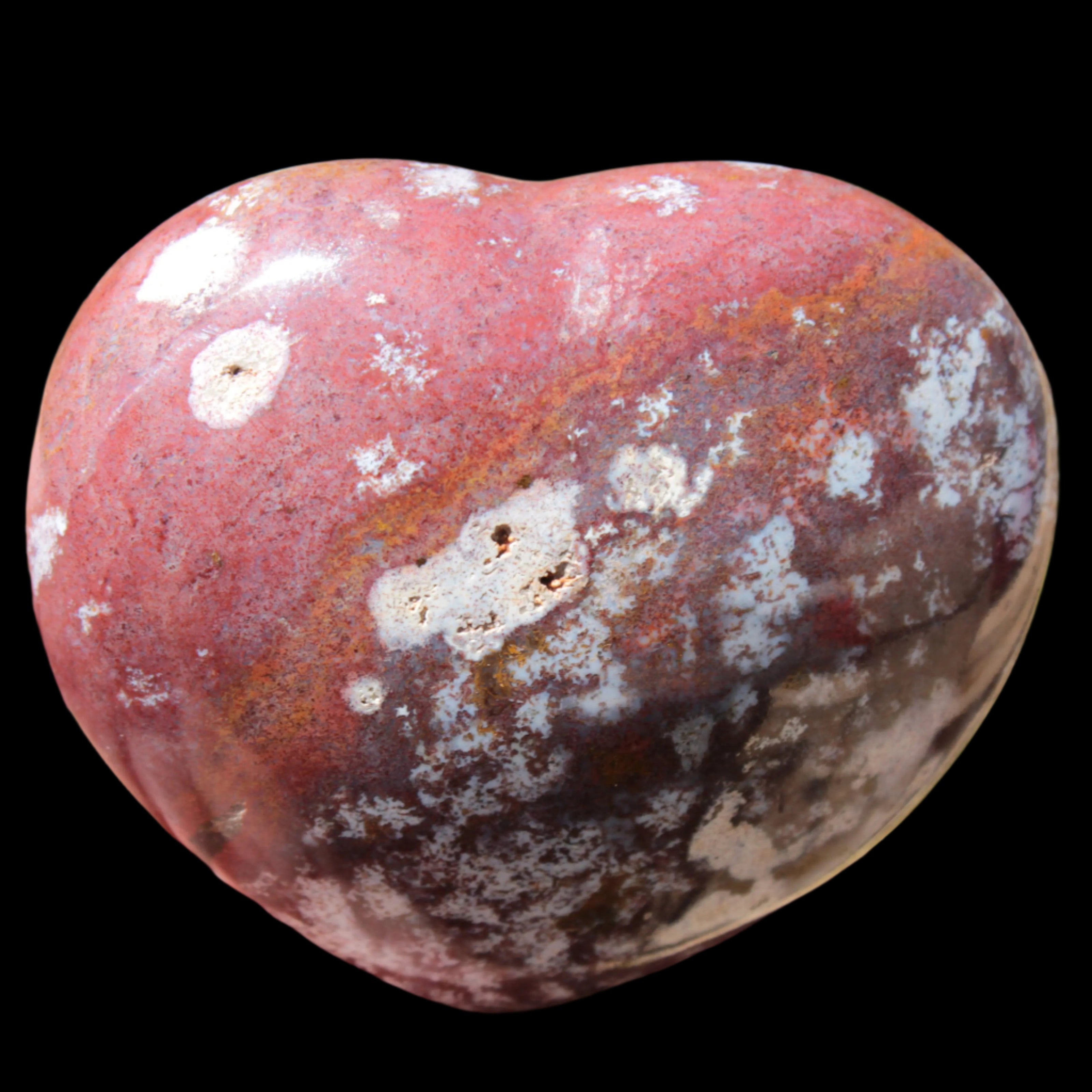 Ocean Jasper heart 216g in sunlight - Rocks and Things Store