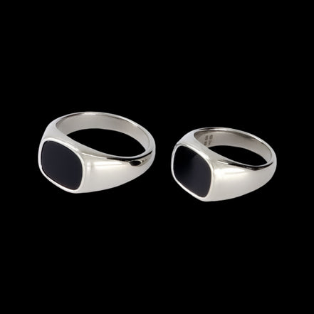 Black Square Signet Ring • Stainless Steel