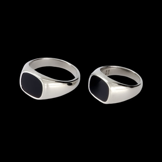 Black Square Signet Ring • Stainless Steel