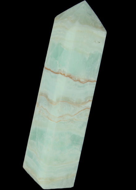 Pistachio Calcite obelisk 131*37*30mm 324g in sunlight - Rocks and Things Store