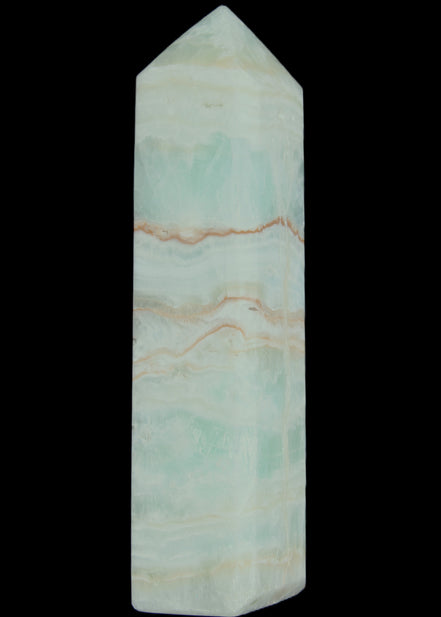 Pistachio Calcite obelisk 131*37*30mm 324g in sunlight - Rocks and Things Store