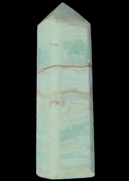 Pistachio Calcite obelisk 131*37*30mm 324g in sunlight - Rocks and Things Store
