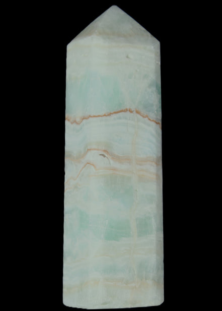 Pistachio Calcite obelisk 131*37*30mm 324g in sunlight - Rocks and Things Store