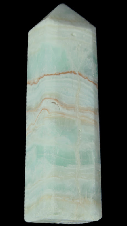 Pistachio Calcite obelisk 131*37*30mm 324g in sunlight - Rocks and Things Store