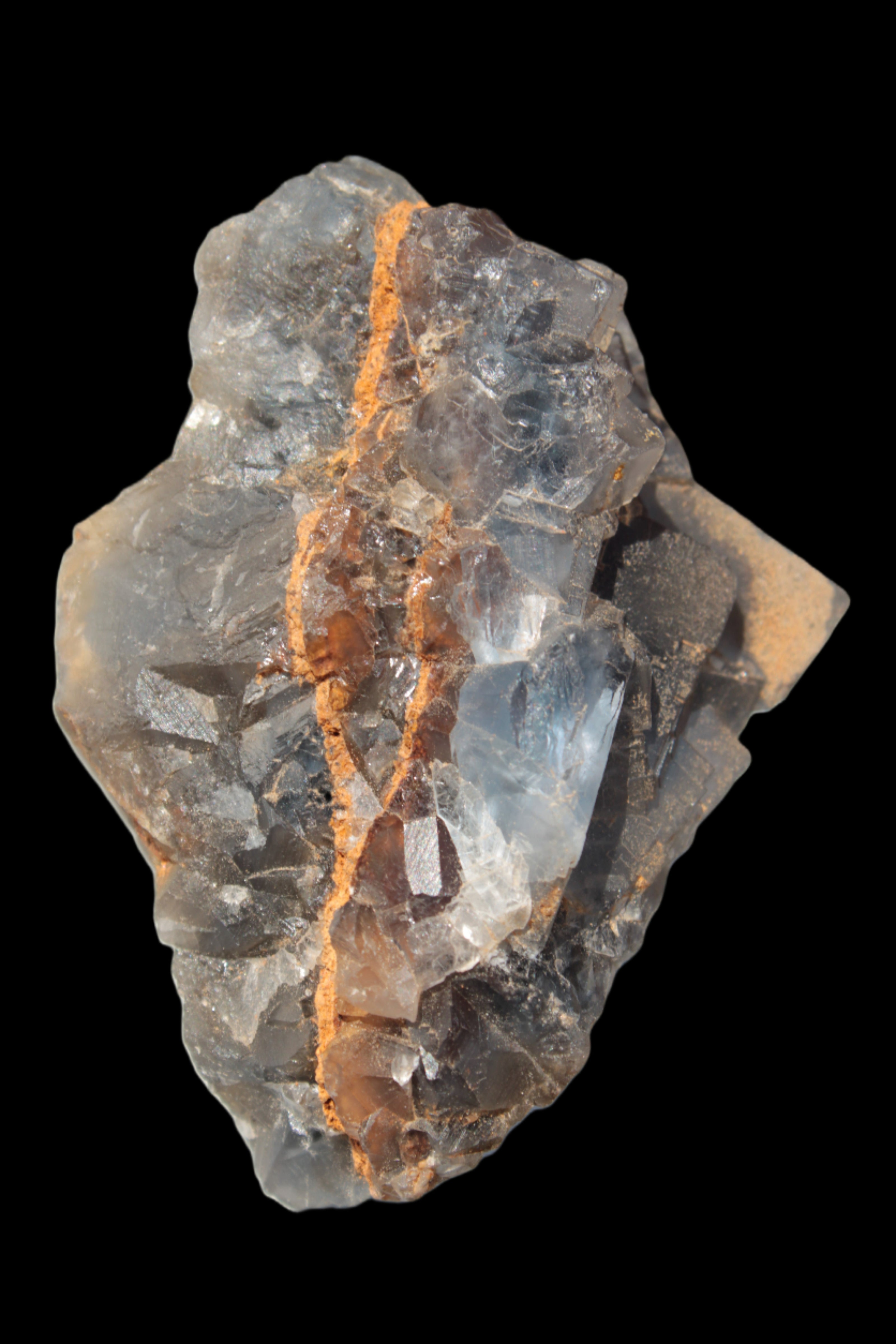 Blue cubic Fluorite double-sided cluster from Pakistan 73mm 164.9g in sunlight - Rocks and Things Store