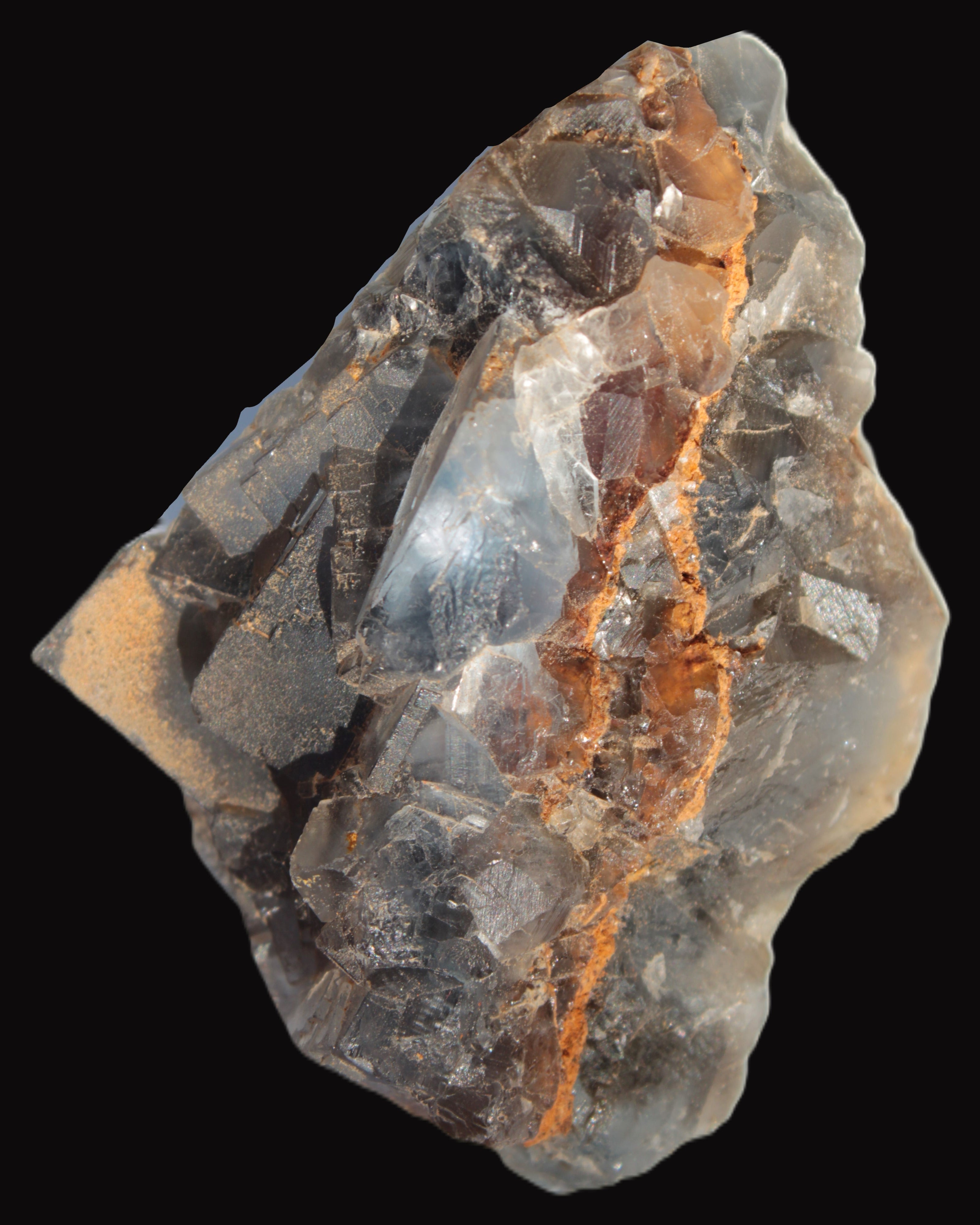 Blue cubic Fluorite double-sided cluster from Pakistan 73mm 164.9g in sunlight - Rocks and Things Store