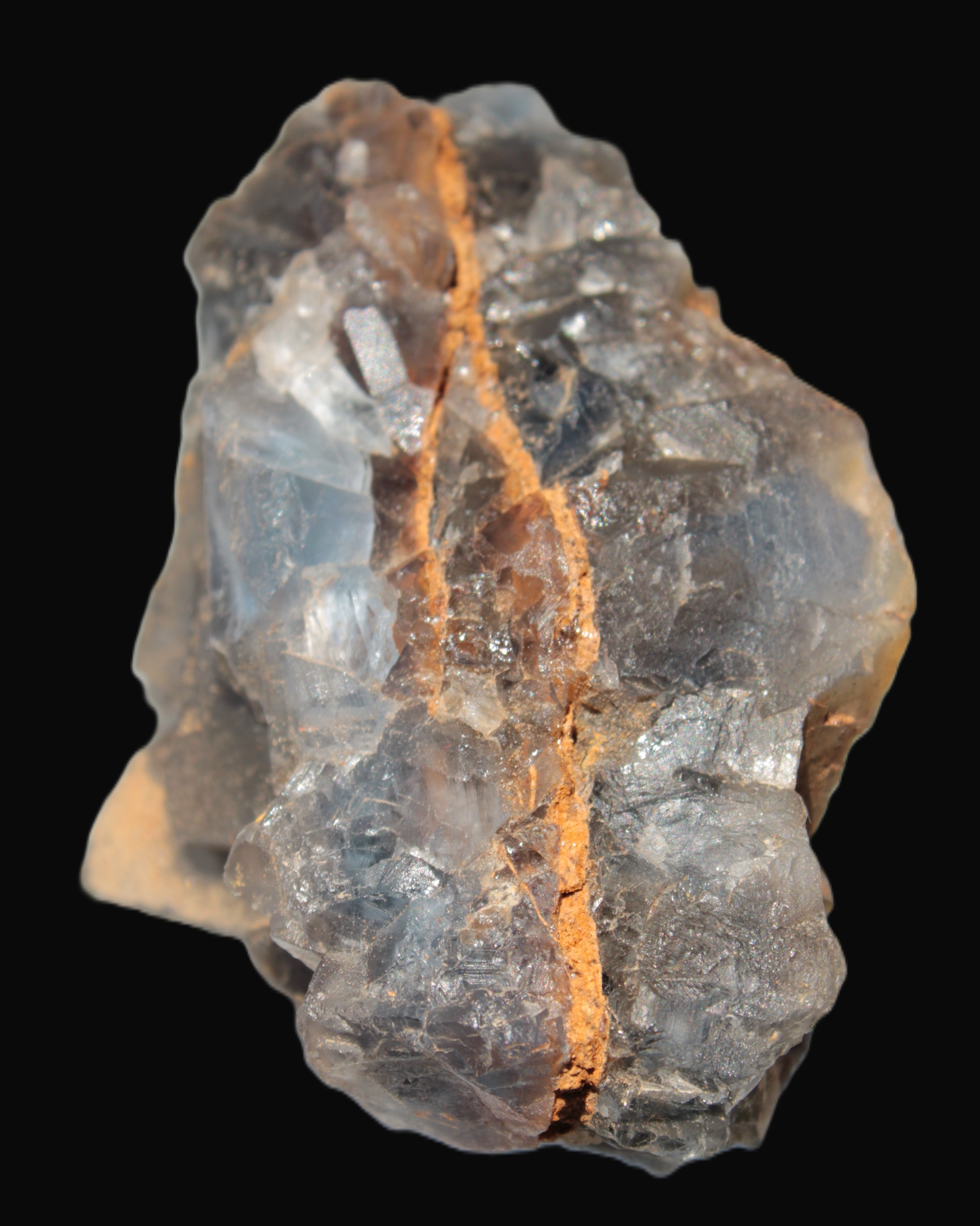 Blue cubic Fluorite double-sided cluster from Pakistan 73mm 164.9g in sunlight - Rocks and Things Store
