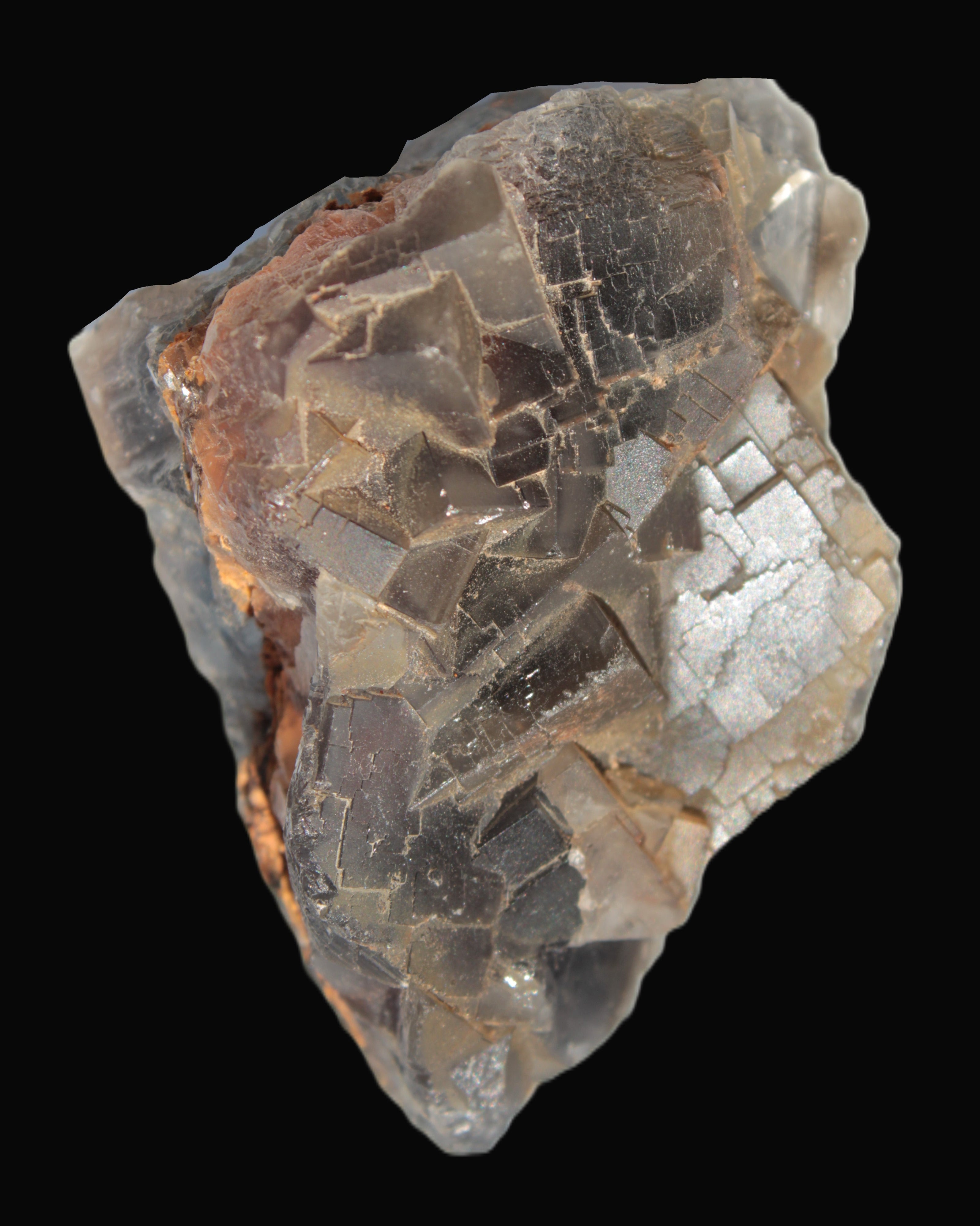 Blue cubic Fluorite double-sided cluster from Pakistan 73mm 164.9g in sunlight - Rocks and Things Store
