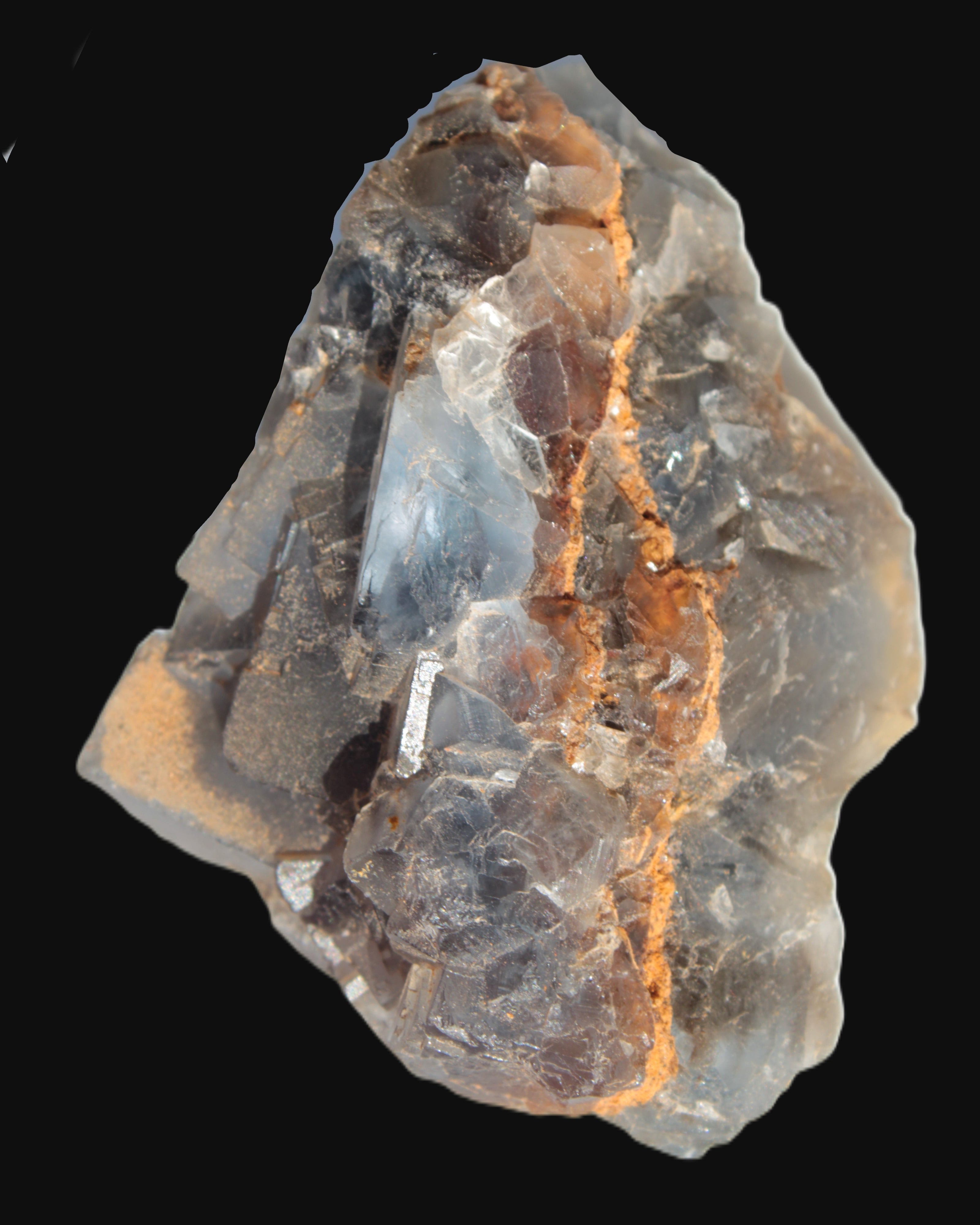 Blue cubic Fluorite double-sided cluster from Pakistan 73mm 164.9g in sunlight - Rocks and Things Store