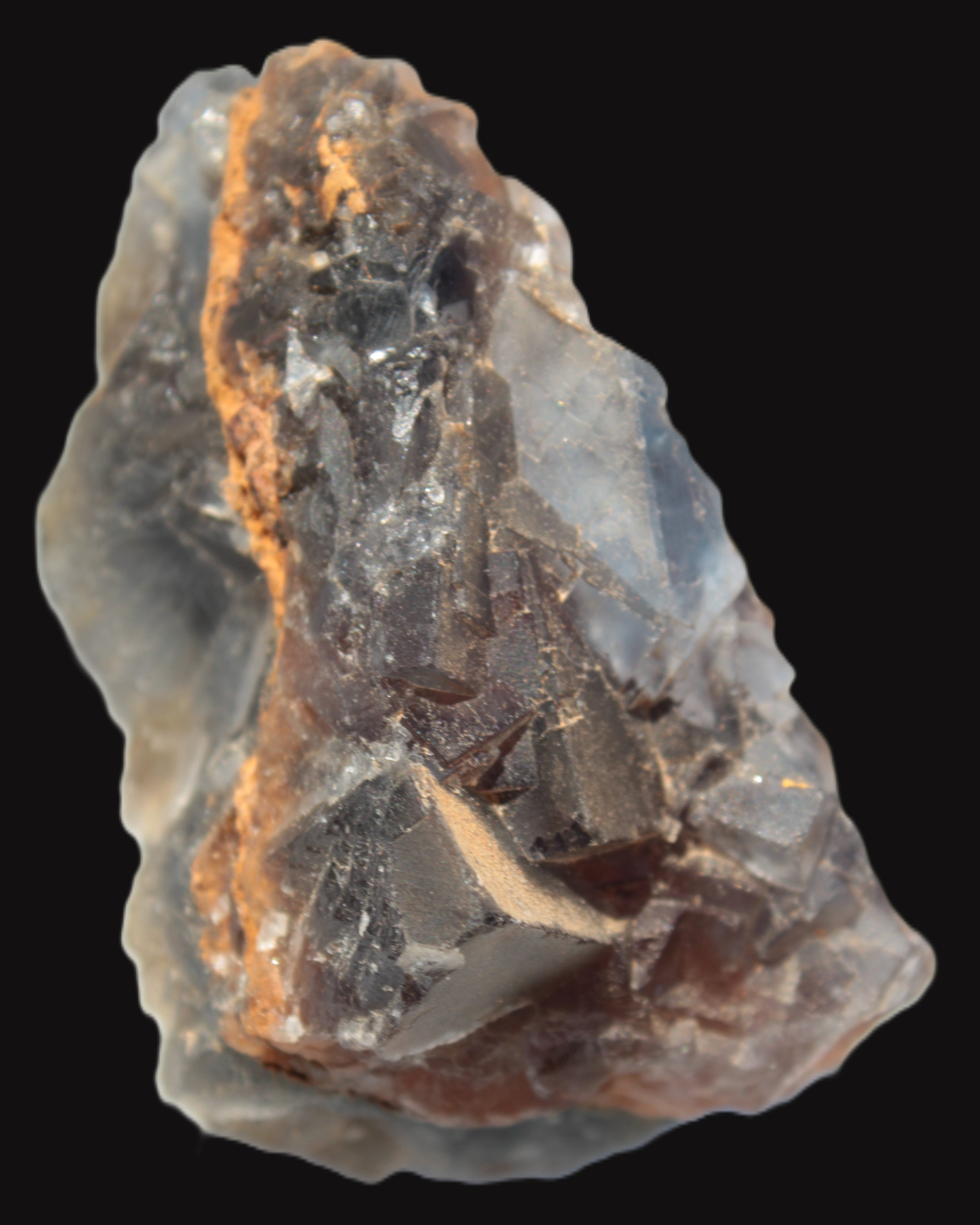 Blue cubic Fluorite double-sided cluster from Pakistan 73mm 164.9g in sunlight - Rocks and Things Store