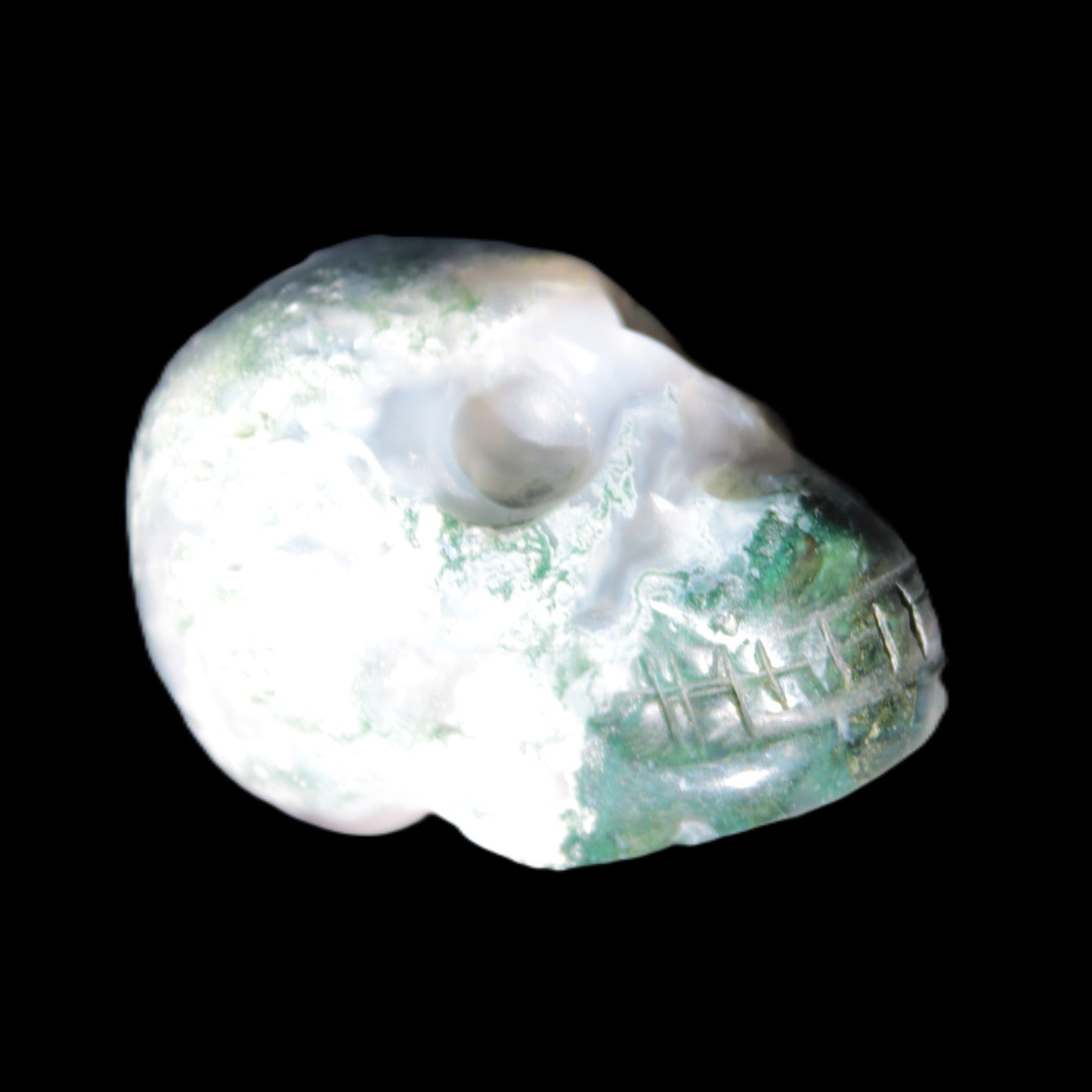 Moss Agate skull 47*30*32mm 57g Rocks and Things Store