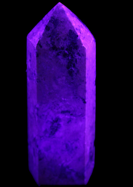 Peach Blossom Stone Rhodonite obelisk 505g in UV light -Rocks and Things Store