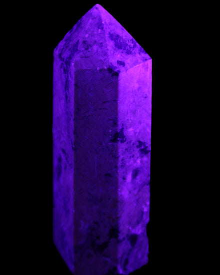 Peach Blossom Stone Rhodonite obelisk 505g in UV light -Rocks and Things Store