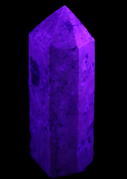 Peach Blossom Stone Rhodonite obelisk 505g in UV light -Rocks and Things Store