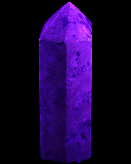 Peach Blossom Stone Rhodonite obelisk 505g in UV light -Rocks and Things Store