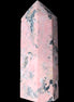 Peach Blossom Stone Rhodonite obelisk 505g in sunlight - Rocks and Things Store