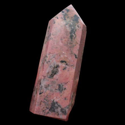Peach Blossom Stone Rhodonite obelisk 505g in sunlight -Rocks and Things Store