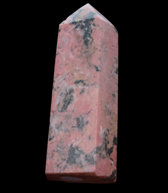 Peach Blossom Stone Rhodonite obelisk 505g in sunlight -Rocks and Things Store