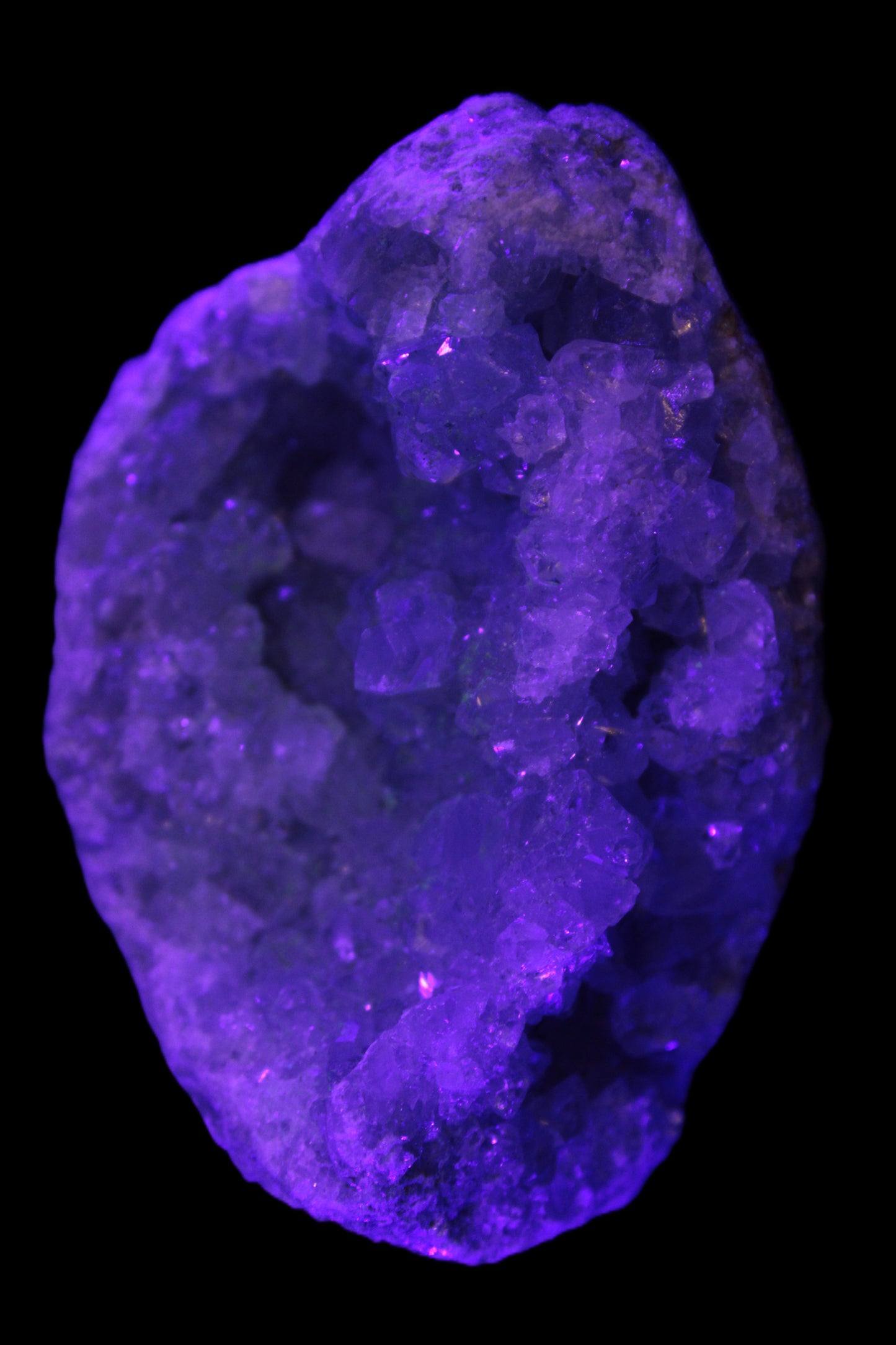 Celestite cluster 446g in UV light