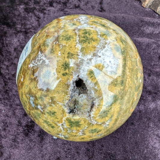 Ocean Jasper hole sphere 70mm 480g Rocks and Things