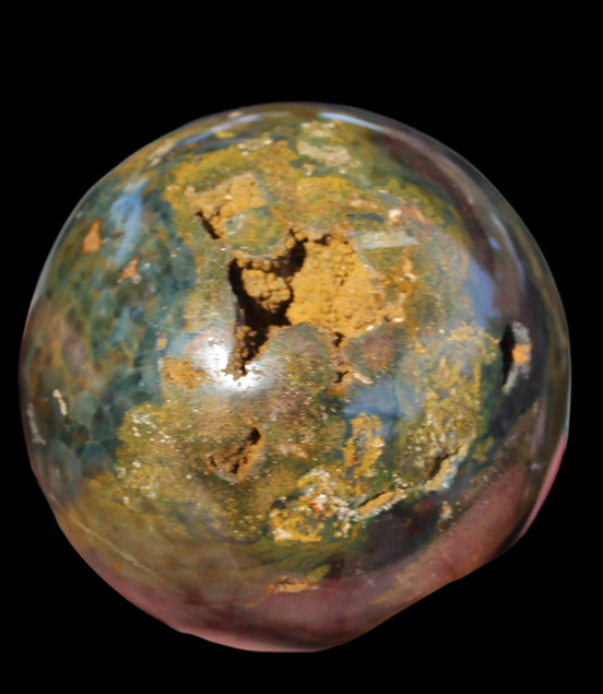 Ocean Jasper hole sphere 68mm 431g - Rocks and Things Store
